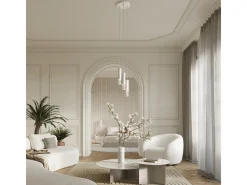 Lámpara Colgante Lami Moderno De Acero - 3 Fuentes Luminosas - L.40 X A.125 Cm - Blanco