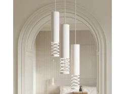 Lámpara Colgante Lami Moderno De Acero - 3 Fuentes Luminosas - L.40 X A.125 Cm - Blanco