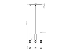 Lámpara Colgante Lami Moderno De Acero - 3 Fuentes Luminosas - L.40 X A.125 Cm - Blanco