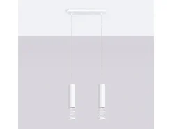 Lámpara Colgante Lami Moderno De Acero - 2 Fuentes Luminosas - L.33 X A.125 Cm - Blanco