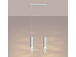 Lámpara Colgante Lami Moderno De Acero - 2 Fuentes Luminosas - L.33 X A.125 Cm - Blanco
