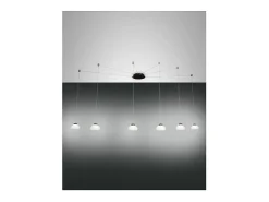 Lámpara colgante LED Arabella de metal y cristal soplado blanco 3547-46-102 Fabas Luce