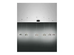 Lámpara colgante LED Arabella de metal y cristal soplado ahumado 3547-46-126 Fabas Luce