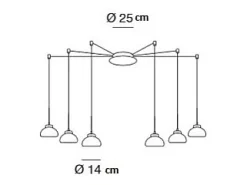 Lámpara colgante LED Arabella de metal y cristal soplado ahumado 3547-46-126 Fabas Luce