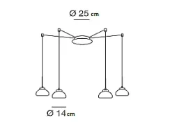 Lámpara colgante LED Arabella de metal y cristal soplado ámbar 3547-49-125 Fabas Luce