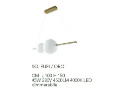 Lámpara colgante Led de metal y cristal soplado Fufi de Ondaluce 45w Regulable 4000k Negro