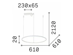 Lámpara colgante LED decorativa redonda integrada blanca, 3000K