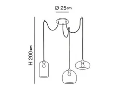 Lámpara colgante LED Fiona de metal y cristal soplado ámbar 3496-47-125 Fabas Luce