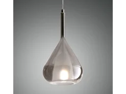 Lámpara colgante LED Lila de metal y cristal borosilicato ahumado 3481-40-126 Fabas Luce