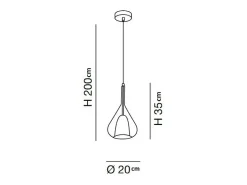 Lámpara colgante LED Lila de metal y cristal borosilicato Azul transparente 3481-40-244 Fabas Luce