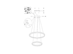 Lámpara colgante LED Palau 108W 3000K Regulable Ø60 y Ø40 cm Plata - Dos anillos de metal y metacrilato