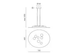 Lámpara colgante LED redonda Luna de metal blanco 72,5x60cm, 10 luces GX53 max 10x8W, doble emisión, IP20, bombillas excluidas