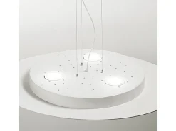 Lámpara colgante LED redonda Luna de metal blanco 72,5x60cm, 10 luces GX53 max 10x8W, doble emisión, IP20, bombillas excluidas