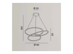 Lámpara colgante LED SPIRA de metal dorado cepillado de 96 W