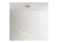 Lámpara colgante LED SPIRA de metal dorado cepillado de 96 W