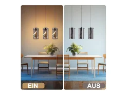 Lámpara colgante LED vintage Nettlife de 3 luces, cristal gris ahumado, 23 W, 3000 K, retro, ajustable, para mesa de comedor.