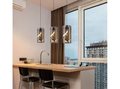 Lámpara colgante LED vintage Nettlife de 3 luces, cristal gris ahumado, 23 W, 3000 K, retro, ajustable, para mesa de comedor.
