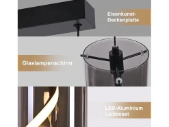 Lámpara colgante LED vintage Nettlife de 3 luces, cristal gris ahumado, 23 W, 3000 K, retro, ajustable, para mesa de comedor.