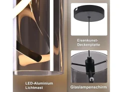 Lámpara colgante LED vintage Nettlife para mesa de comedor - 1 luz, 8 W, cristal, estilo retro, gris humo, luz blanca cálida 3000 K