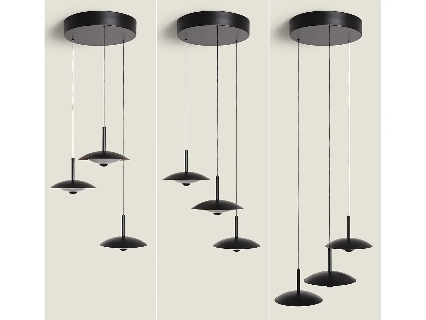Lámpara Colgante LED 24W Regulable en Altura Metal CCT Seleccionable Seleccionable Shirak 3 Focos Negro