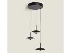 Lámpara Colgante LED 24W Regulable en Altura Metal CCT Seleccionable Seleccionable Shirak 3 Focos Negro