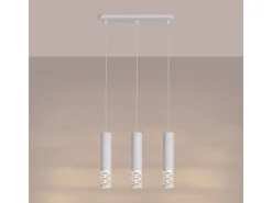 Lámpara Colgante Liro Moderno De Acero - 3 Fuentes Luminosas - L.40 X A.125 Cm - Blanco