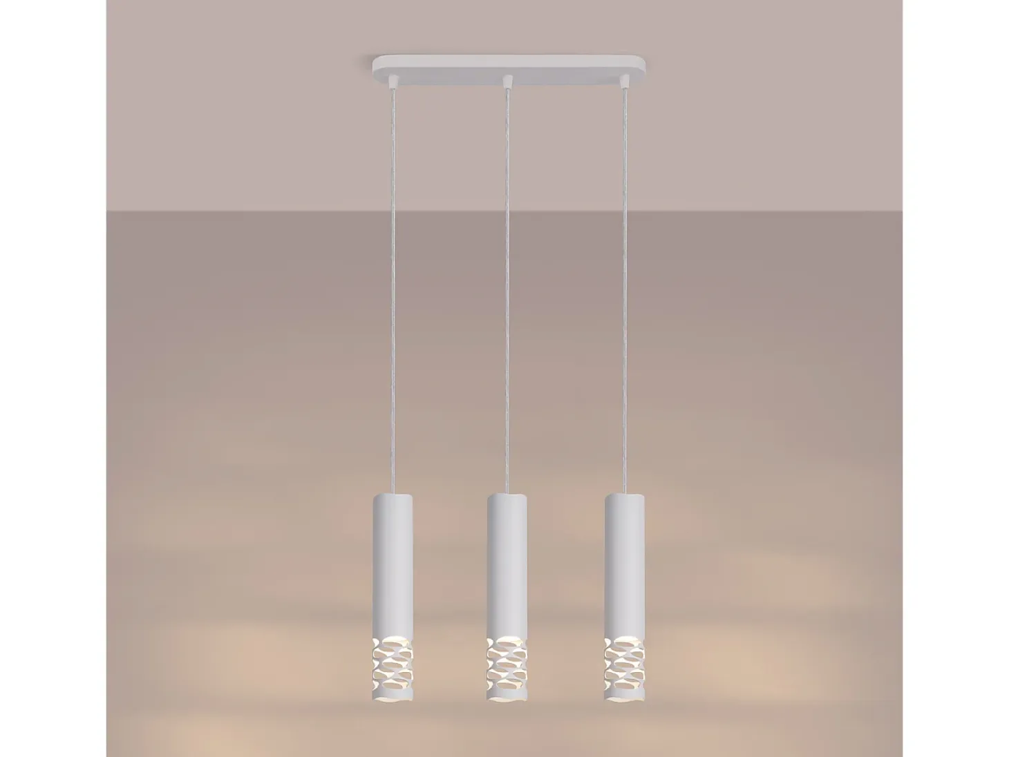Lámpara Colgante Liro Moderno De Acero - 3 Fuentes Luminosas - L.40 X A.125 Cm - Blanco