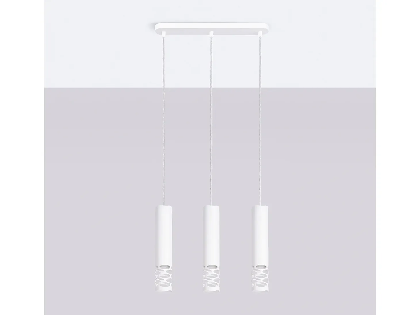 Lámpara Colgante Liro Moderno De Acero - 3 Fuentes Luminosas - L.40 X A.125 Cm - Blanco