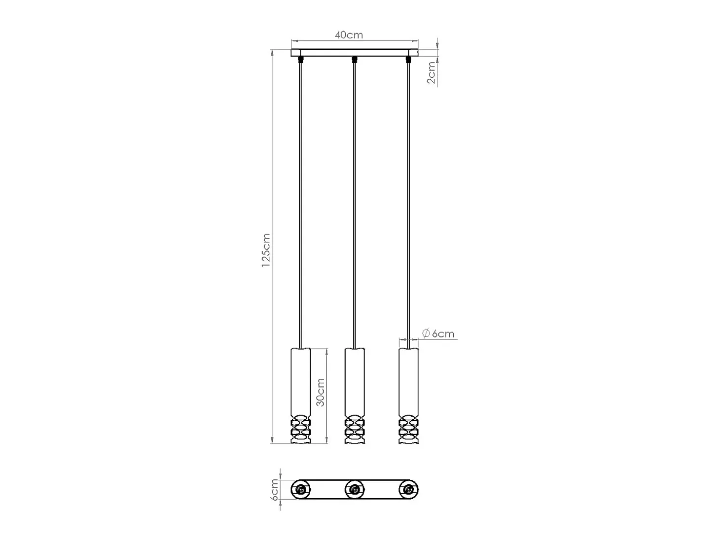 Lámpara Colgante Liro Moderno De Acero - 3 Fuentes Luminosas - L.40 X A.125 Cm - Blanco