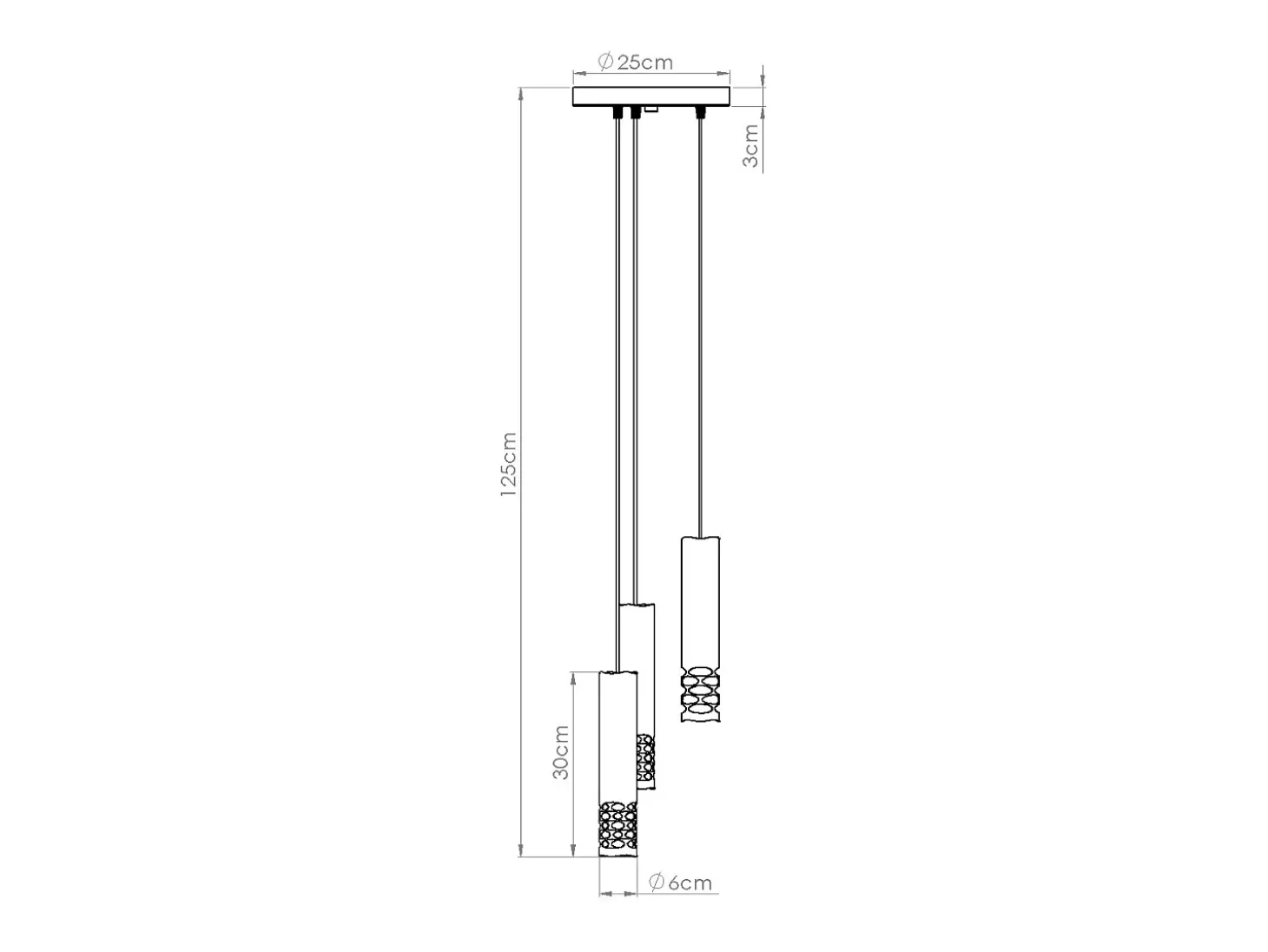Lámpara Colgante Liro Moderno De Acero - 3 Fuentes Luminosas - L.25 X A.125 Cm - Blanco