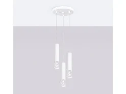 Lámpara Colgante Liro Moderno De Acero - 3 Fuentes Luminosas - L.25 X A.125 Cm - Blanco
