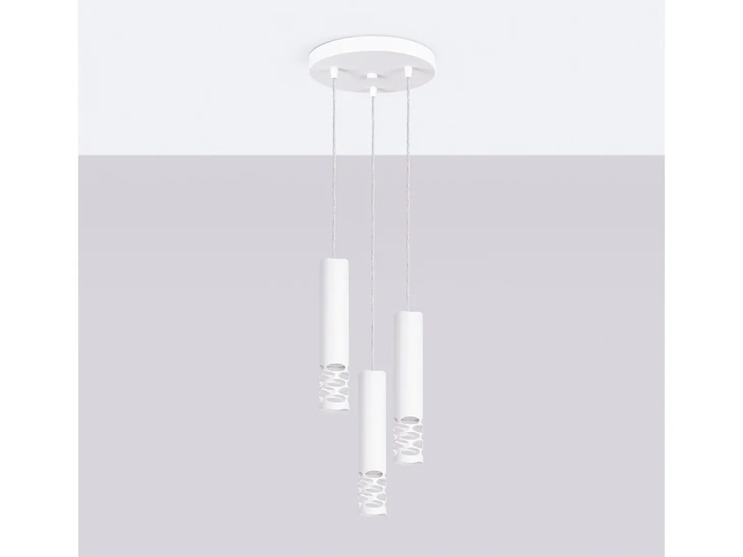 Lámpara Colgante Liro Moderno De Acero - 3 Fuentes Luminosas - L.25 X A.125 Cm - Blanco