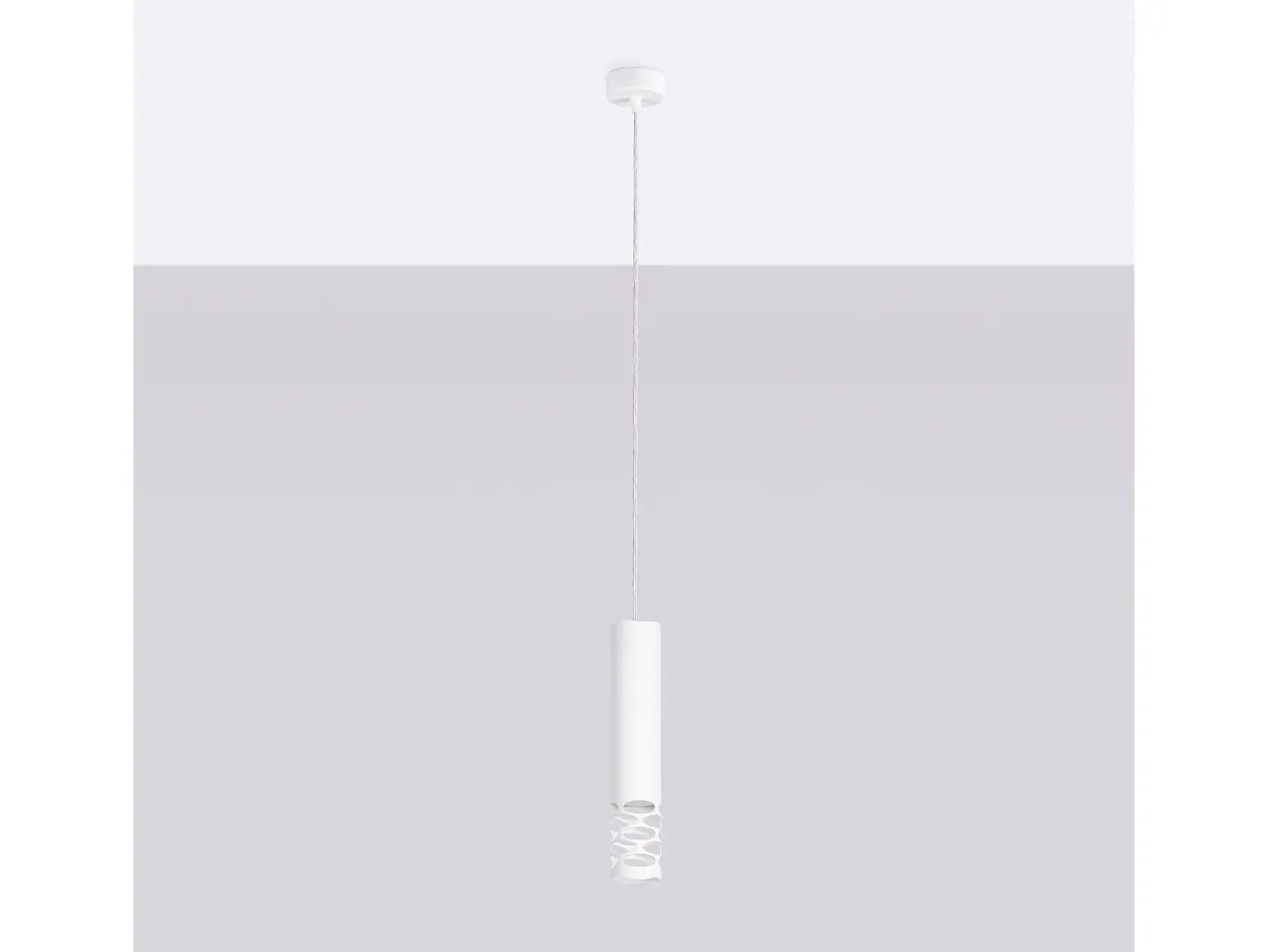 Lámpara Colgante Liro Moderno De Acero - 1 Fuentes Luminosas - L.8 X A.125 Cm - Blanco