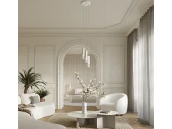 Lámpara Colgante Liro Moderno De Acero - 1 Fuentes Luminosas - L.8 X A.125 Cm - Blanco