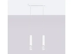 Lámpara Colgante Liro Moderno De Acero - 2 Fuentes Luminosas - L.33 X A.125 Cm - Blanco