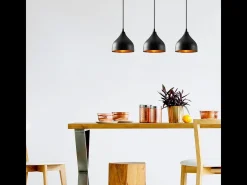 Lámpara colgante LOUISE de metal negro con 3 bombillas contemporánea para interiores modernos - 40W máx