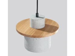 Lámpara Colgante Mab Moderno De Hormigón/Madera - 1 Fuentes Luminosas - L.22 X A.125 Cm - Gris/Madera Natural