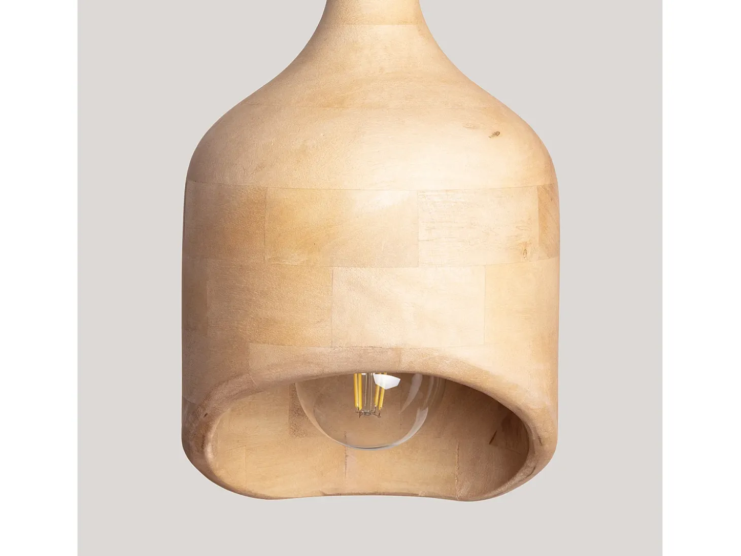 Lámpara Colgante Madera Akesh I ILUZZIA Natural
