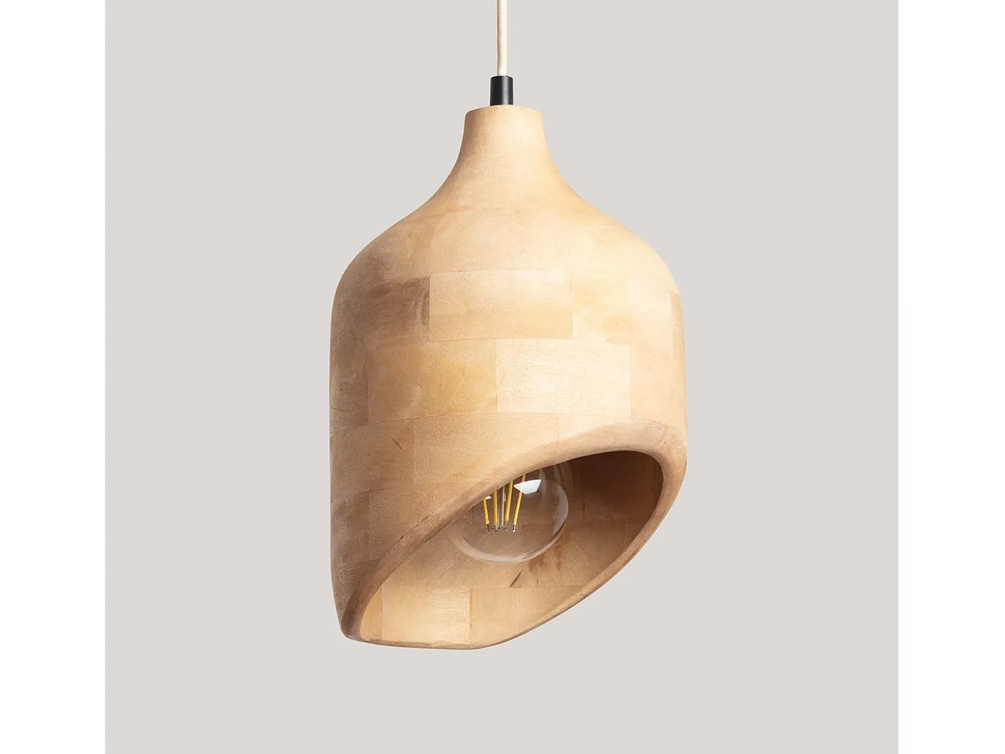 Lámpara Colgante Madera Akesh I ILUZZIA Natural