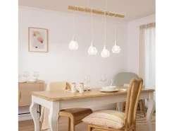 Lámpara Colgante Madera y Metal Monah Blanco