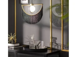 Lámpara Colgante Metal con Flecos Dalila Negro