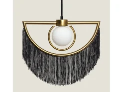Lámpara Colgante Metal con Flecos Dalila Negro