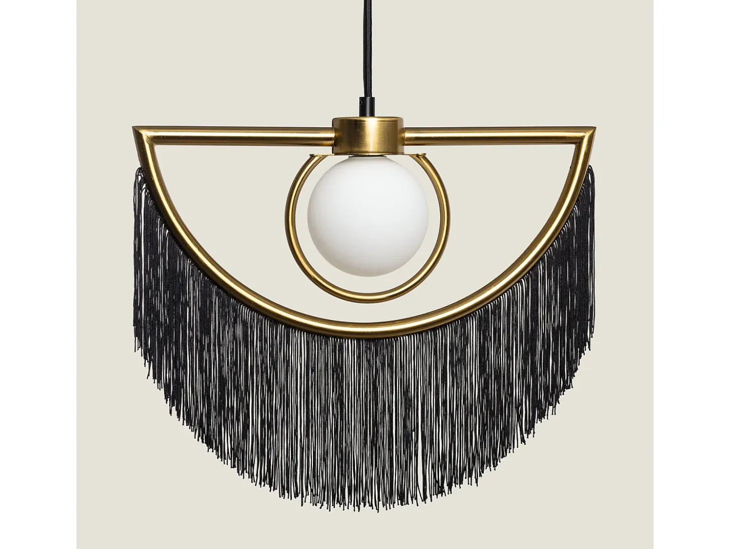 Lámpara Colgante Metal con Flecos Dalila Negro