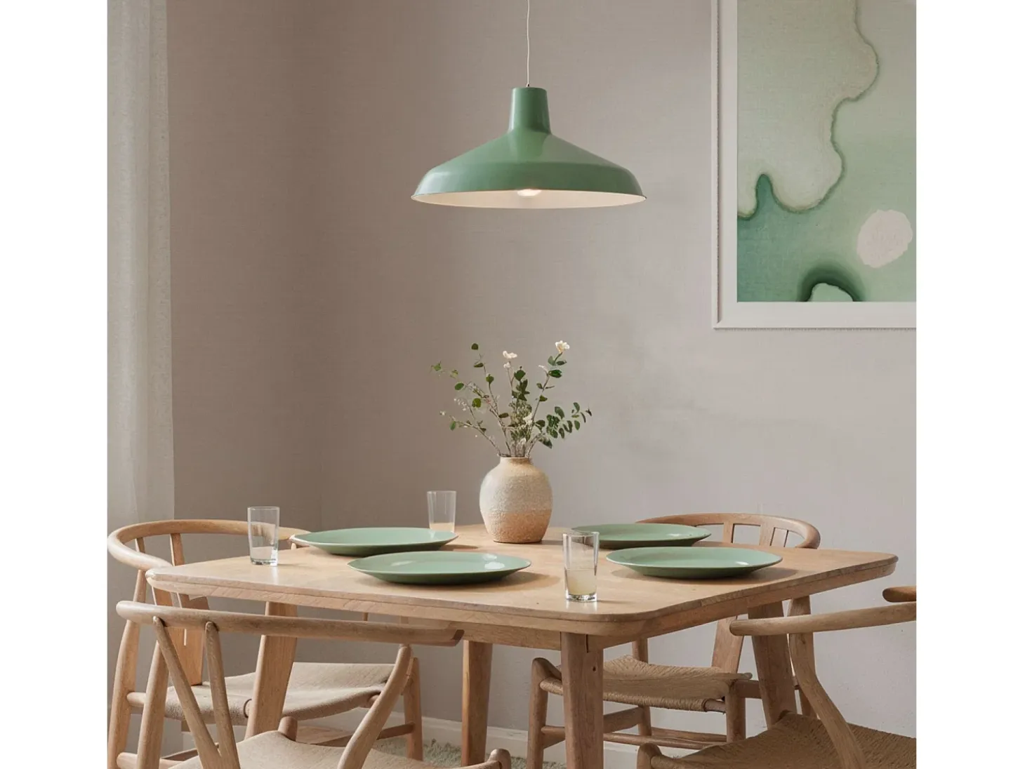 Lámpara Colgante Metal Meistter Verde Celadón