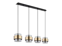 Lámpara colgante metal negro mate, 4x E27