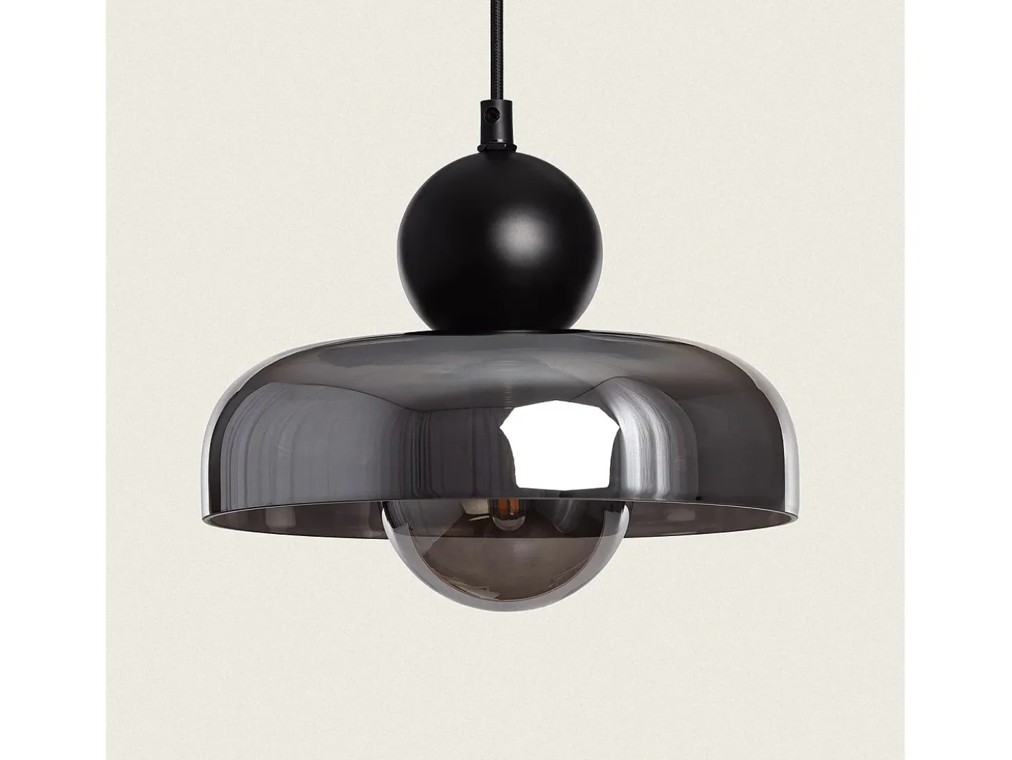 Lámpara Colgante Metal y Cristal Carlize Gris Humo