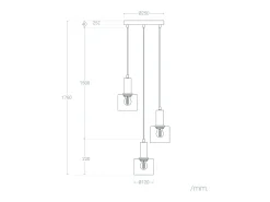 Lámpara Colgante Metal y Cristal Danae 3 Focos Gris Humo