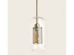 Lámpara Colgante Metal y Cristal Julieta Lungo Dorado