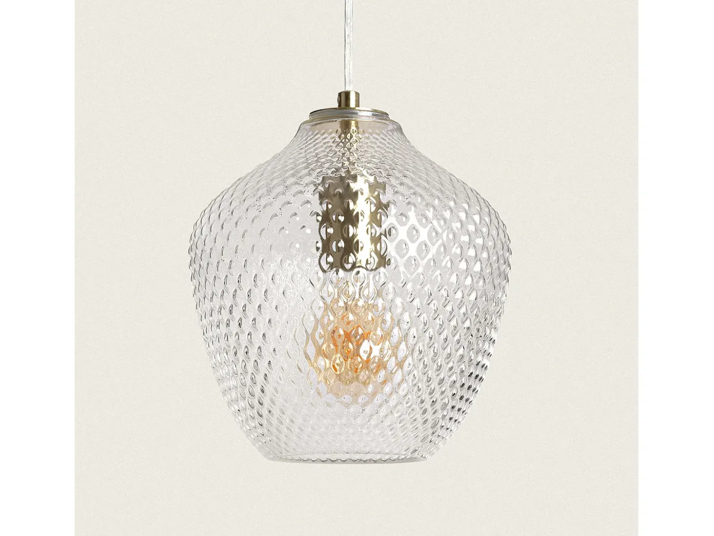 Lámpara Colgante Metal y Cristal Stiklu Dorado