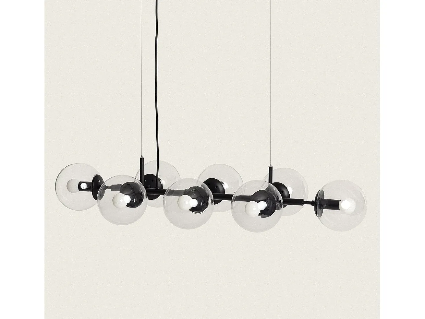 Lámpara Colgante Metal y Cristal Wassily 8 Focos Negro